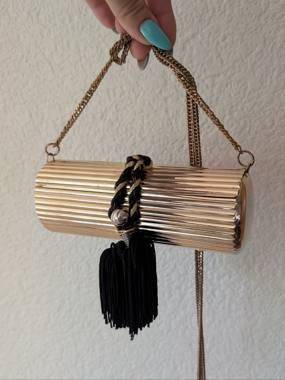 RARE  Lancome 80s Golden Clutch With Tassel